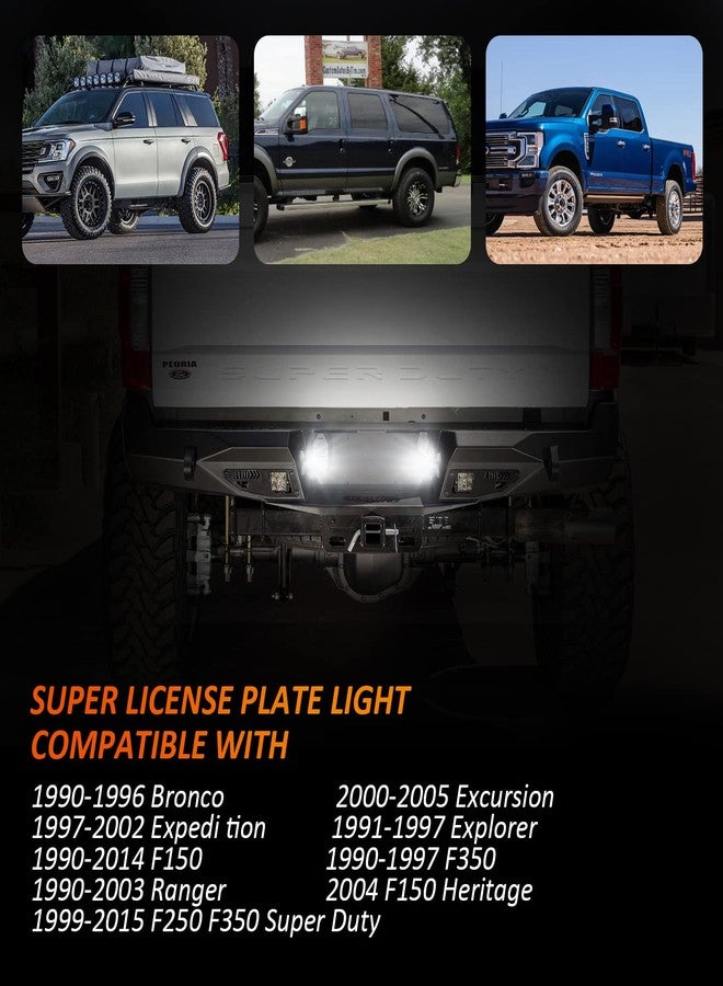 Bestview License Plate Light, Rear Bumper Tag Lamp Housing Assembly Replacement Compatible with Fo-rd F150 F250 F350 Super Duty Ranger Explorer Bronco Excursion Expedition, 6500K White, T10 LED Socket - Image 3
