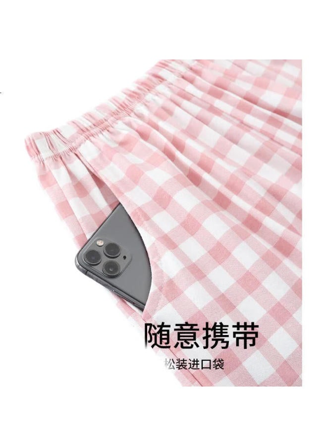 Liberal Casual Women'S Cotton Home Pajama Shorts With Grid Pattern, Loose And Comfortable For Young Ladies, Part Of The "Free Series"【25Th Anniversary New Product】 - Image 2