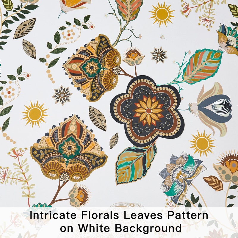XiDi White Vintage Floral Blackout Curtains 84 Inches Long 2 Panels for Living Room Thermal Insulated Boho Farmhouse Paisley Curtain Mid Century Patterned Blackout Grommet Bedroom Window Drapes 52x84 - Image 3