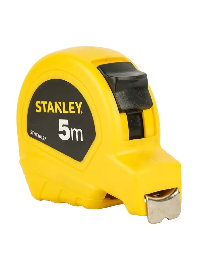 Stanley STHT36127-812 Measuring Tape 5m x 19mm – Yellow/Black, Tylon Coated Blade, Dual Scale (Metric & Imperial), Rubber Shock-Resistant Case - Image 1