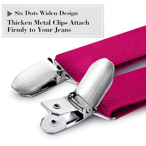 habibee Suspender and Bow Tie Set for Men Adjustable Braces with Y Back, Diverse Colors, Strong Clips (1, Magenta) - Image 5