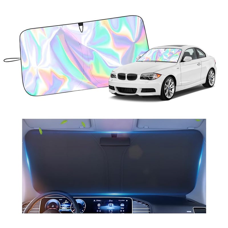 Figpade 5709 315 Windshield Sun Shade FoldableUpgraded 210T Radium Titanium Silver Car Windshield Cover with Storage Pouch for Automotive Interior ProtectionUniversal Car Sun Shade 5709 315 inch - Image 2