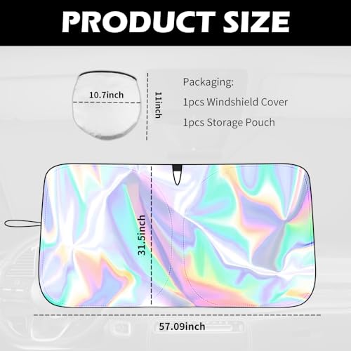 Figpade 5709 315 Windshield Sun Shade FoldableUpgraded 210T Radium Titanium Silver Car Windshield Cover with Storage Pouch for Automotive Interior ProtectionUniversal Car Sun Shade 5709 315 inch - Image 3