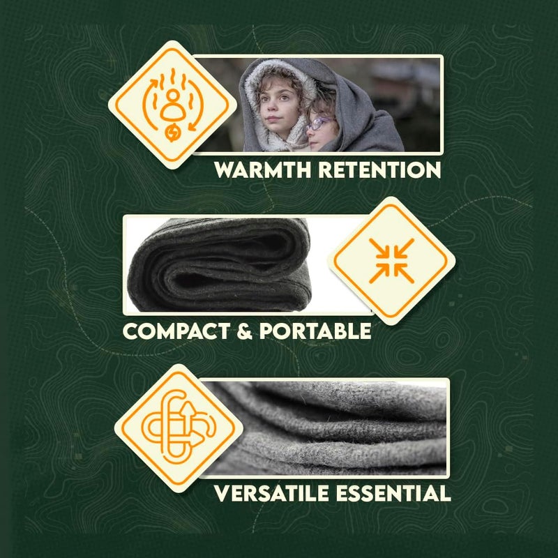 SE SE 51x 80 Multipurpose Gray Wool Blanket  50 Wool Lightweight 2 lb Zippered Bag Included  Ideal for Camping Hiking Emergency Survival - Image 5