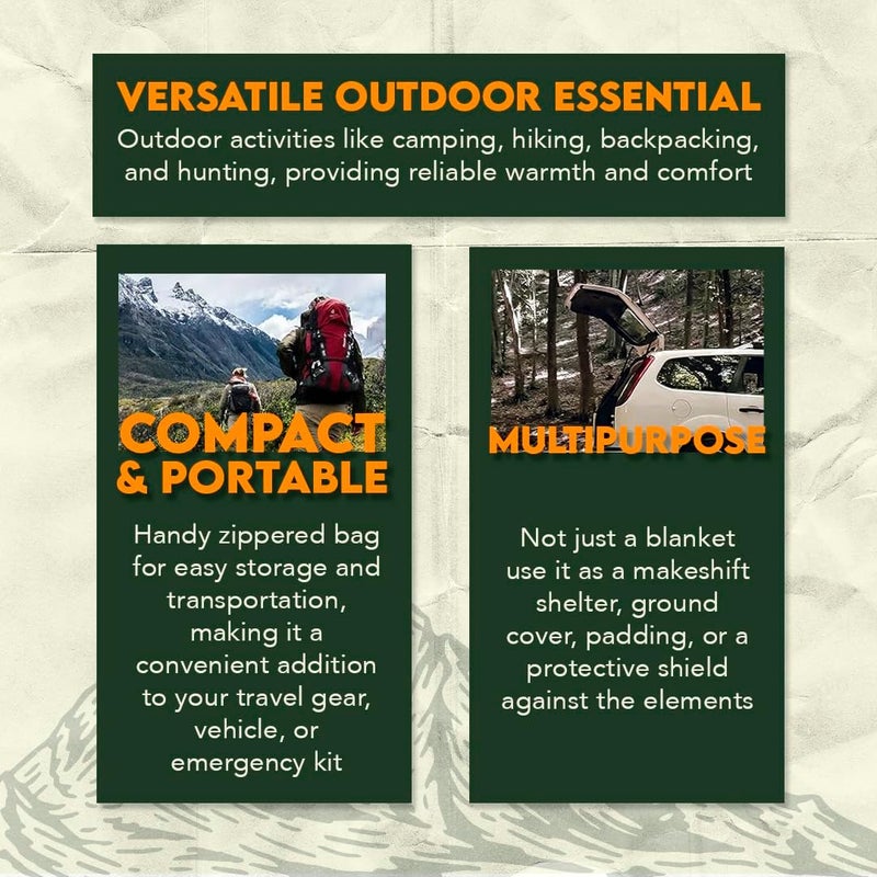 SE SE 51x 80 Multipurpose Gray Wool Blanket  50 Wool Lightweight 2 lb Zippered Bag Included  Ideal for Camping Hiking Emergency Survival - Image 3