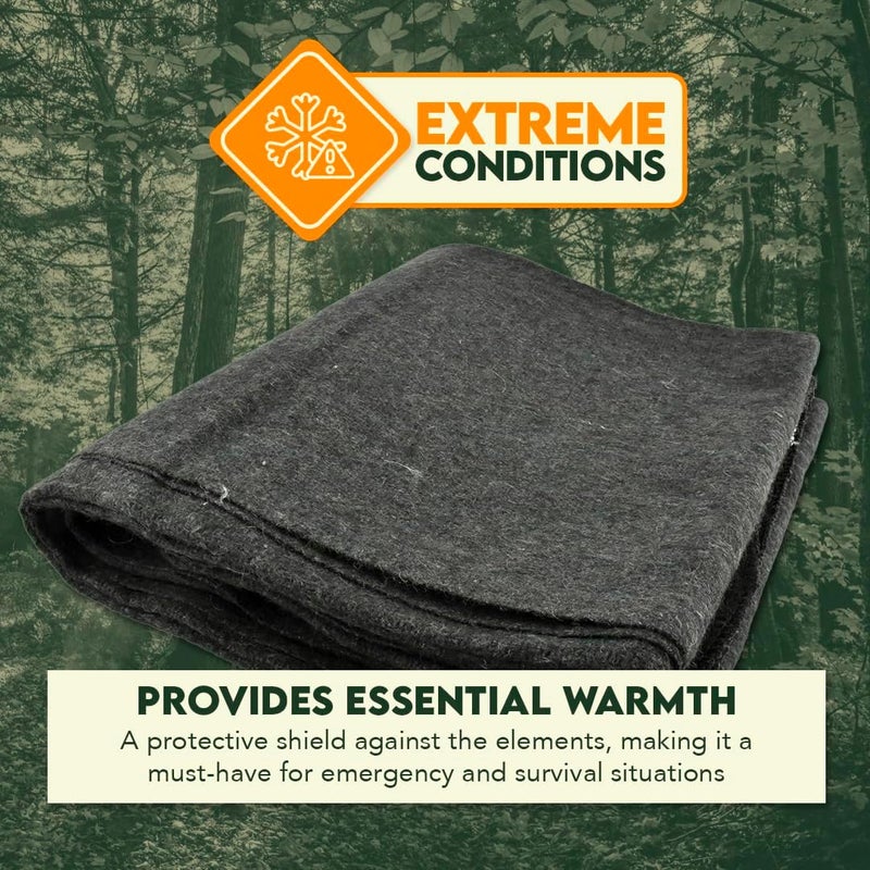 SE SE 51x 80 Multipurpose Gray Wool Blanket  50 Wool Lightweight 2 lb Zippered Bag Included  Ideal for Camping Hiking Emergency Survival - Image 4