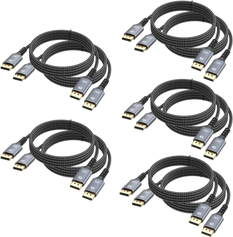 UKYEE 8K Displayport 1.4 Cable 8K@60HZ Nylon Cable 6.6FT 10-Pack - Image 1