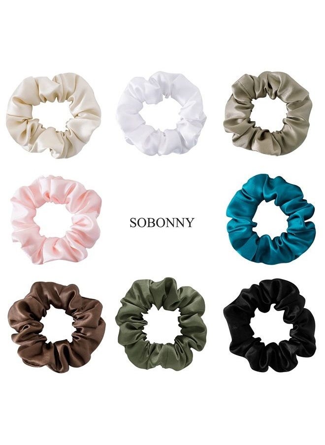 SOBONNY - Silk Scrunchies for Women 100% Mulberry Silk Hair Ties 3pack Silk Hair Scrunchies for Hair Sleep No Damage Elastic Hair Accessories Ponytail Holders(Brown, Black, Pink) - Image 1