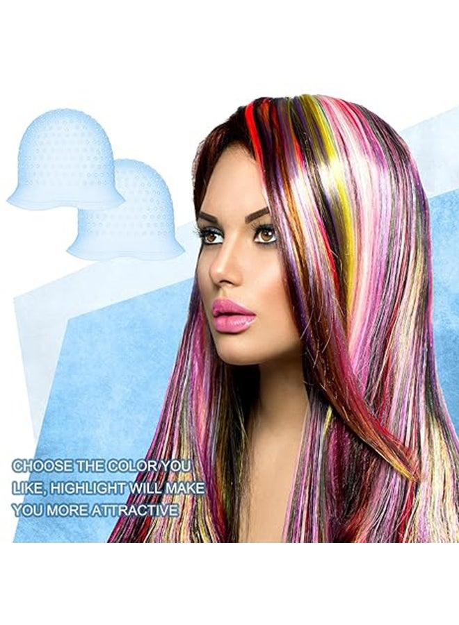 Highlighting Cap With Holes Already In Silicone Reusable Highlighting Cap Hair Dye Cap With Holes Tipping Caps Hair Salon Hairdressing Highlight Cap And Hook Kit (Blue) - Image 3