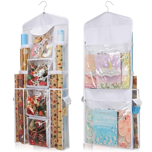 EXLIFBAG Wrapping Paper Storage, Gift Wrap Organizer Holder Double-Sided Hanging Gift Bag Storage Organizer - Image 1