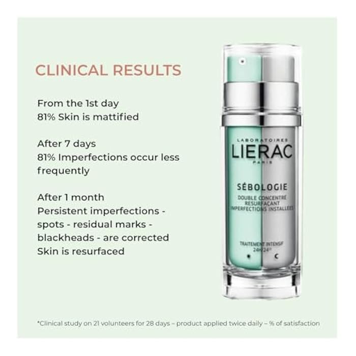 Lierac Sebologie Persistent Resurfacing Double Concentrate Serum, 2 Salicylic Acid Serum for Face, Zinc Gluconate, Pore Refining & Skin Smoothing - 30ml - Image 4