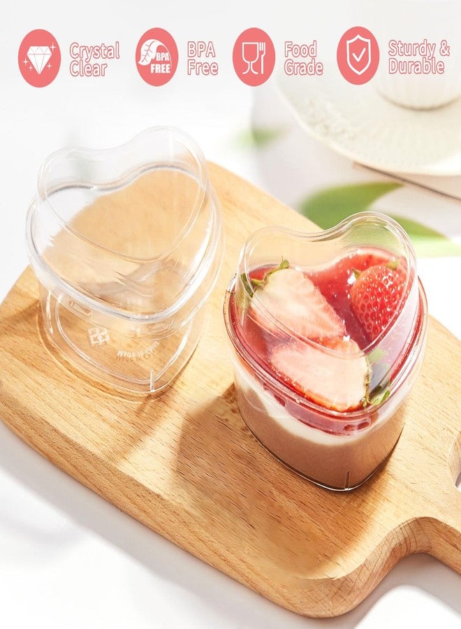 Qeirudu 50 Pack 5 oz Heart Shaped Dessert Cups with Lids and Spoons, Mother's Day Mini Dessert Shooter Cups for Party Serving Parfait Cheesecake Mousse Pudding - Image 3