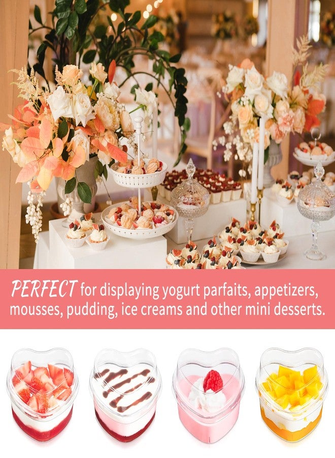 Qeirudu 50 Pack 5 oz Heart Shaped Dessert Cups with Lids and Spoons, Mother's Day Mini Dessert Shooter Cups for Party Serving Parfait Cheesecake Mousse Pudding - Image 4