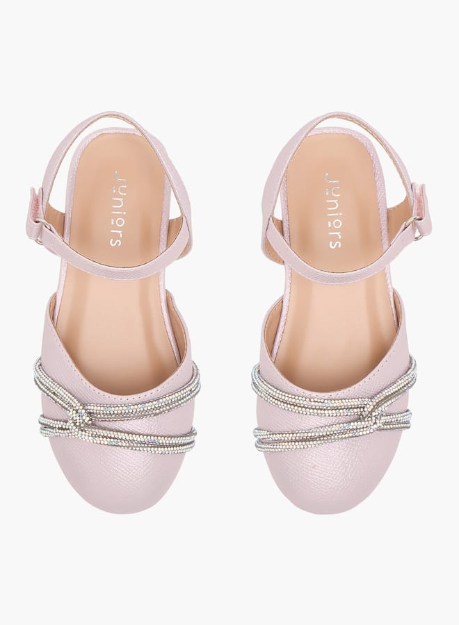 JUNIORS Girls Embellished Mary Jane Shoes with Hook and Loop Closure - Image 2