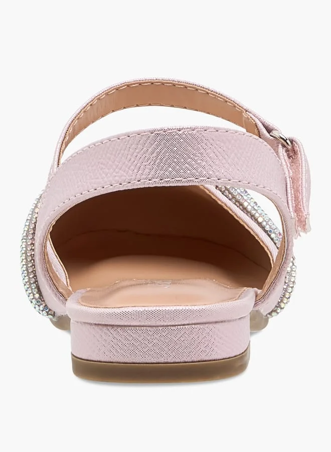 JUNIORS Girls Embellished Mary Jane Shoes with Hook and Loop Closure