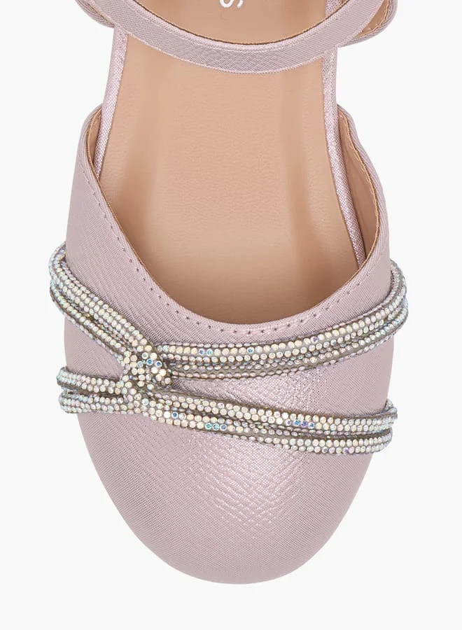 JUNIORS Girls Embellished Mary Jane Shoes with Hook and Loop Closure