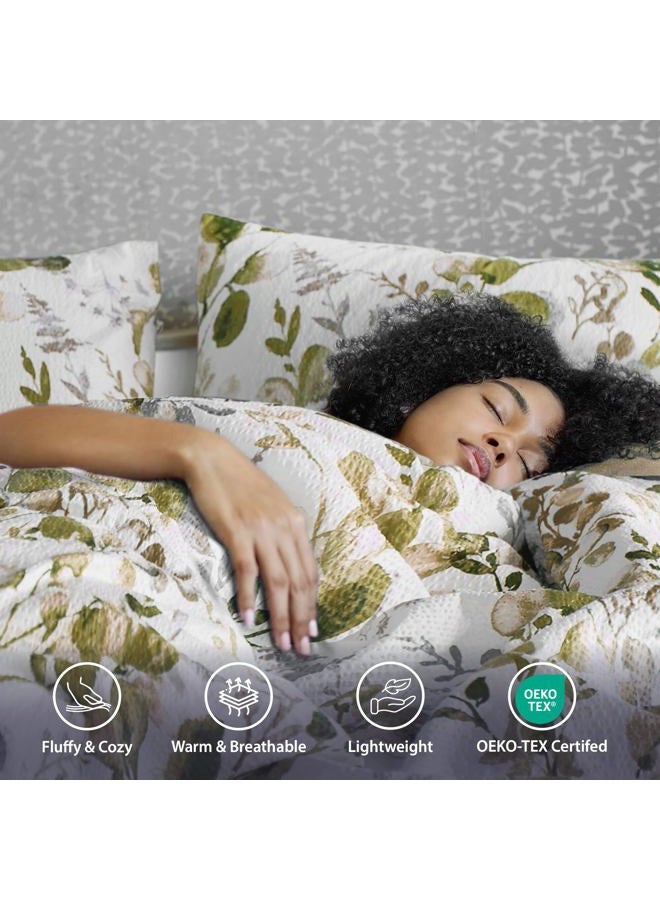 Regency Heights Lightweight Seersucker Botanical Queen Size Comforter Set, Reversible Design Bed Comforter, Premium Microfiber Bedding Set, Comforter and Shams Set, Olive Green - Image 5