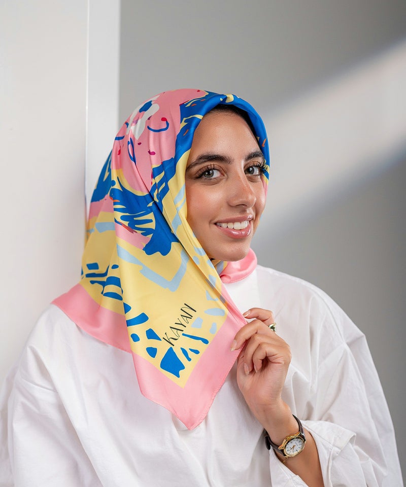 كايان طرحة ساتان أرماني عصرية ساتان مربعة بتصميم مميز - متعدد الألوان - Image 2