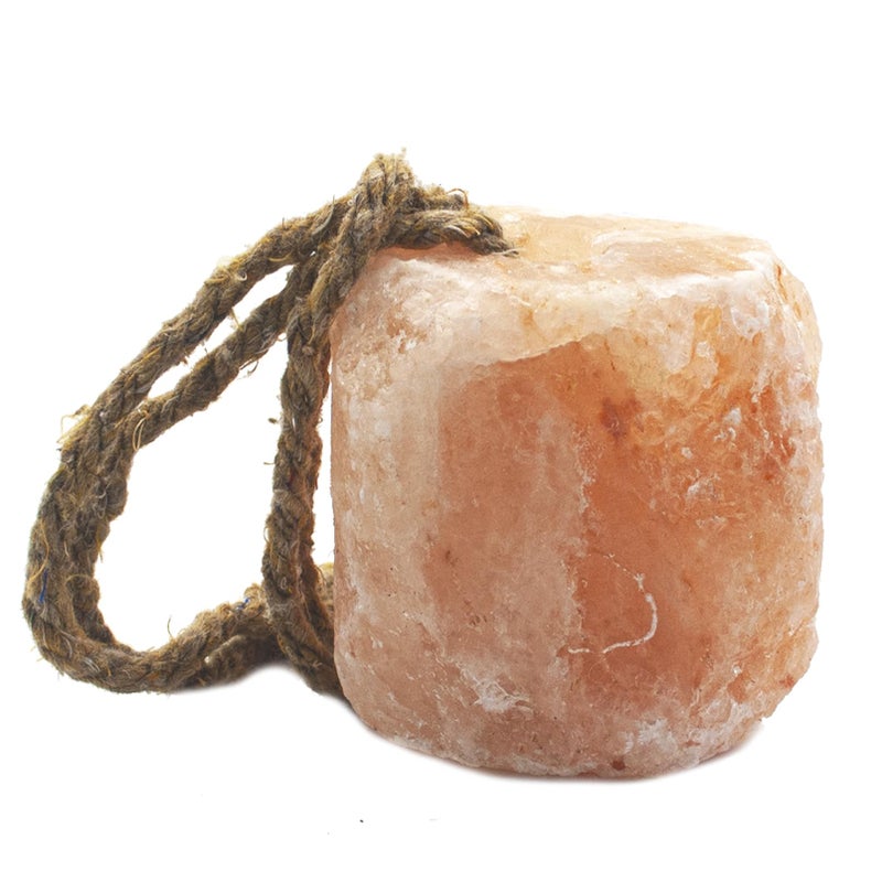 MUYG Himalayan Salt Lick Natural Minerals Block on Rope for Horses,Cattles,Deer,Goat and Other Livestock Long Lasting Original Pink Salt Lick (2.4-3.3 lbs) - Image 1