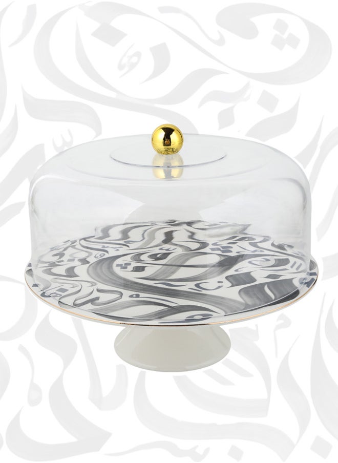 Trust Porcelain Cake Stand With Acrylic Lid 28.8CM Black  - Image 1