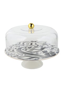 Trust Porcelain Cake Stand With Acrylic Lid 28.8CM Black  - Image 2