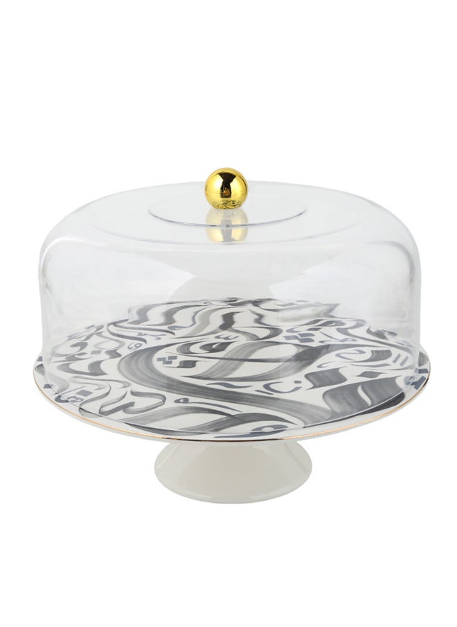 Trust Porcelain Cake Stand With Acrylic Lid 28.8CM Black  - Image 2