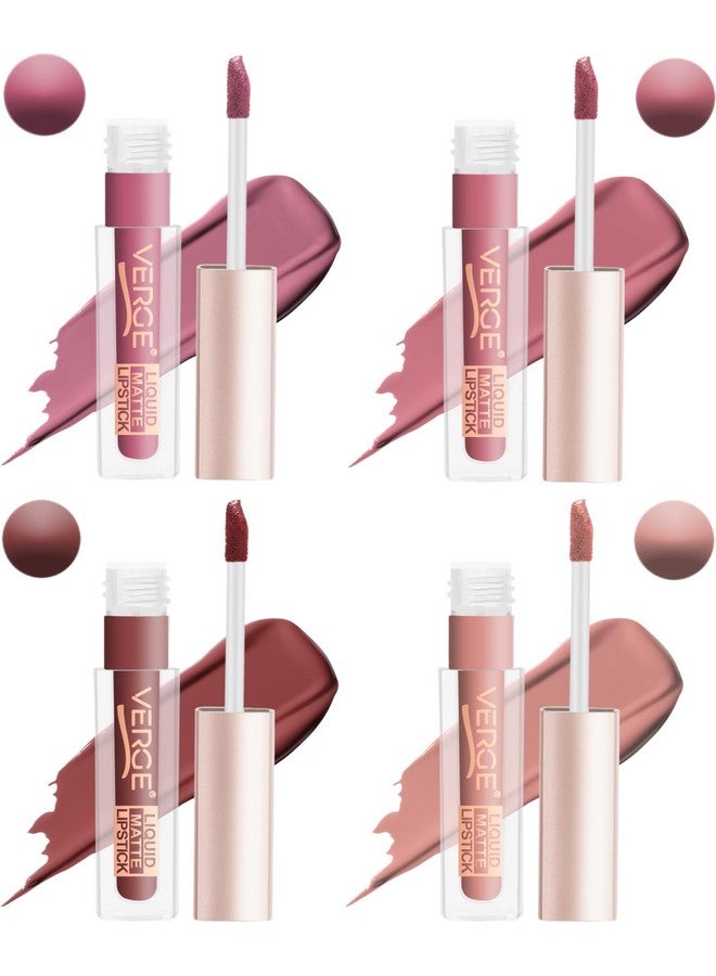 VERGE LIP SHOTS LONG WEAR NON TRANSFER WATERPROOF LIQUID LIPCOLOR WITH MATTE FINSH (PACK OF 4) Elegant - Image 2