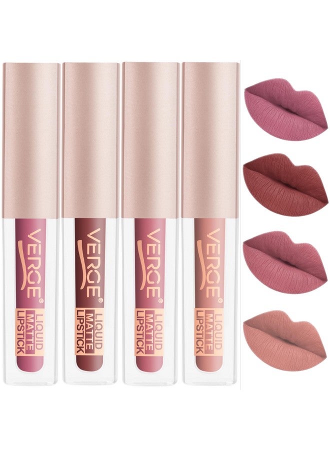 VERGE LIP SHOTS LONG WEAR NON TRANSFER WATERPROOF LIQUID LIPCOLOR WITH MATTE FINSH (PACK OF 4) Elegant - Image 1