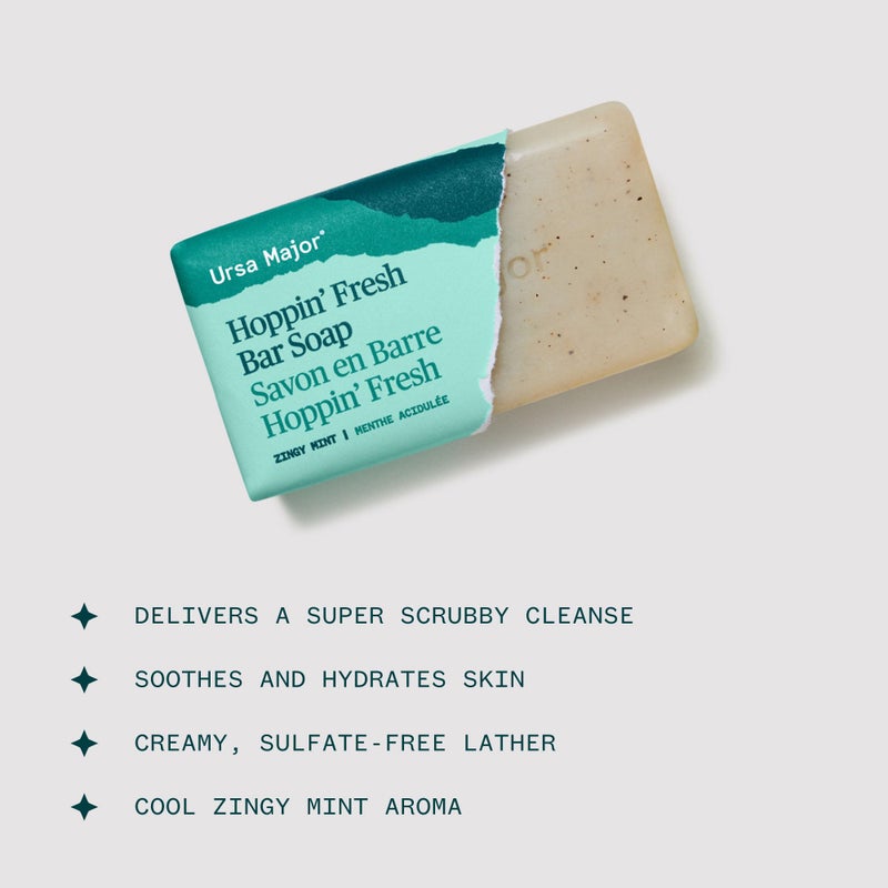 Ursa Major Hoppin' Fresh Bar Soap | Formerly Known As Morning Mojo Bar Soap | Natural, Exfoliating Soap with Peppermint, Eucalyptus and Rosemary | Formulated for Men and Women | 5 ounces - Image 3