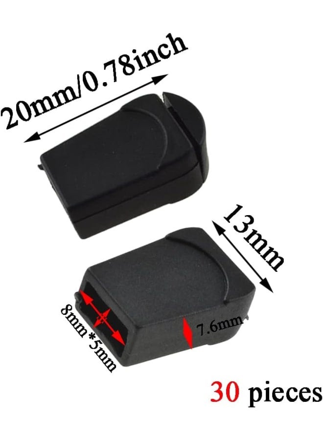 Boscoqo Lace End Clips Zipper Pull Tabs Cord Fixer Buckle Stopper Lanyard Lock Fastener Button Neat Teeth Tight Hold Smooth Thread for Shoe Shock Paracord Back Black Plastic 30PCS  - Image 2