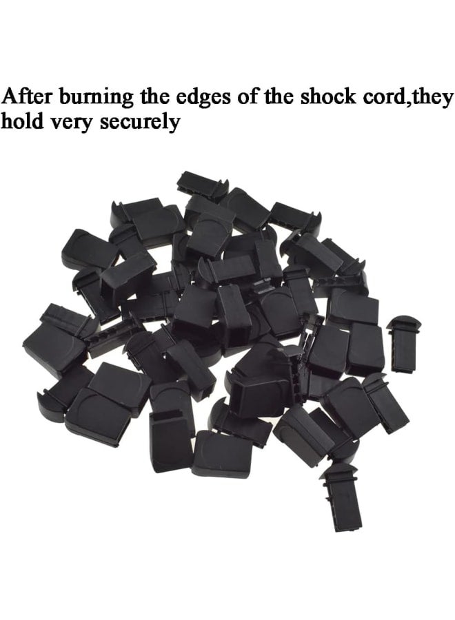 Boscoqo Lace End Clips Zipper Pull Tabs Cord Fixer Buckle Stopper Lanyard Lock Fastener Button Neat Teeth Tight Hold Smooth Thread for Shoe Shock Paracord Back Black Plastic 30PCS  - Image 3
