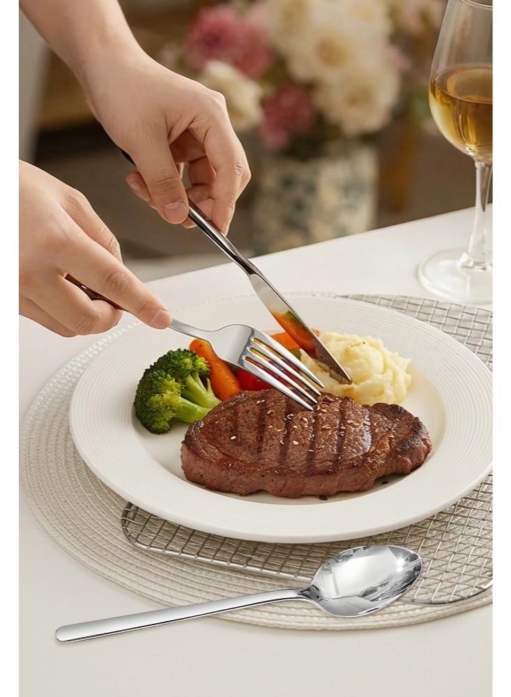 30 Piece Silverware Set Service for 5,Premium Stainless Steel Flatware Set,Mirror Polished Cutlery Utensil Set,Durable Home Kitchen Eating Tableware Set,Include Fork Knife Spoon Set,Dishwasher Safe,silver - Image 4