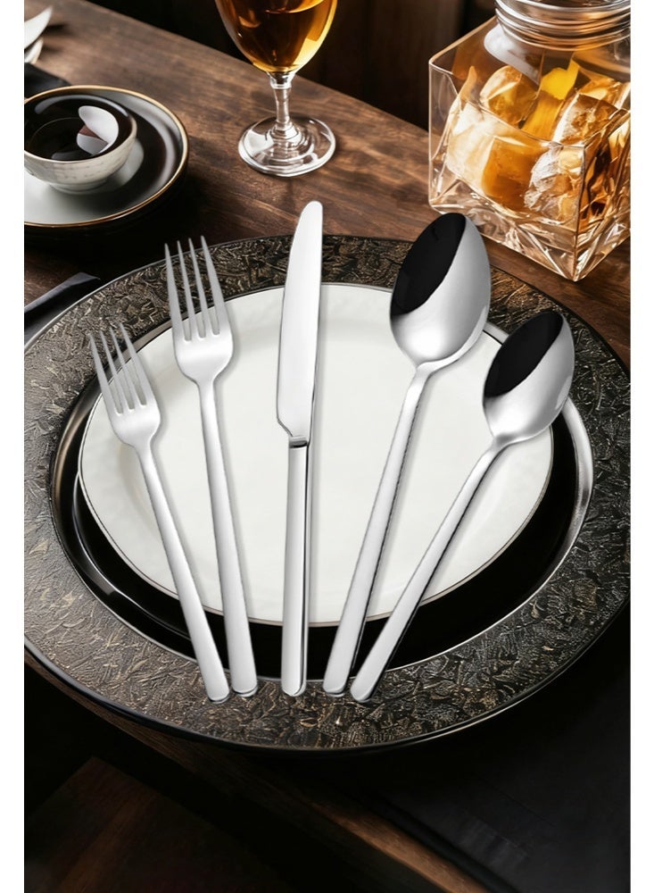 30 Piece Silverware Set Service for 5,Premium Stainless Steel Flatware Set,Mirror Polished Cutlery Utensil Set,Durable Home Kitchen Eating Tableware Set,Include Fork Knife Spoon Set,Dishwasher Safe,silver - Image 5