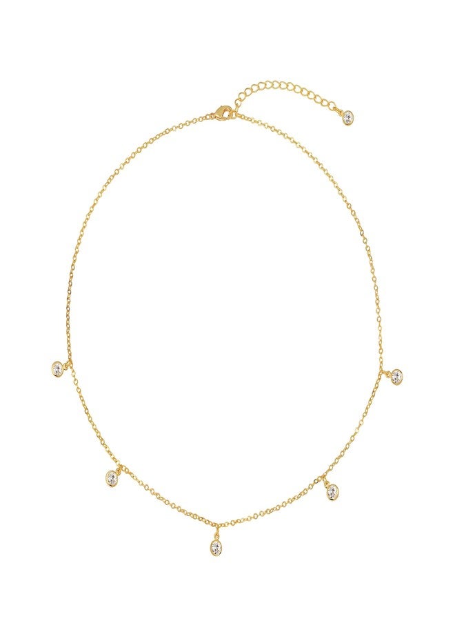 Tewiky Dainty 14k Gold Plated/Silver Cubic Zirconia Necklaces for Women, Simple CZ Jewelry Necklaces Trendy Gifts, 4mm, Brass Plated with 14K Gold, Cubic Zirconia - Image 1