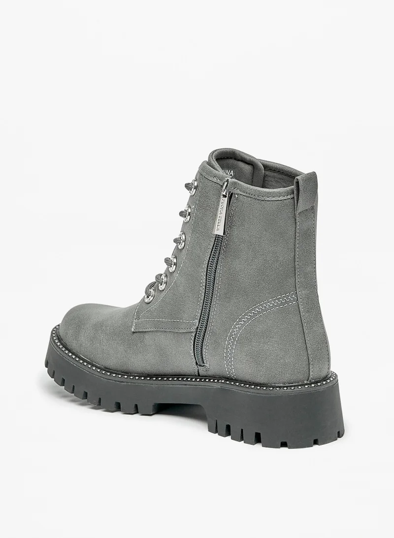 Flora Bella By Shoexpress Womens Solid Lace Up Ankle Boots By Shoexpress