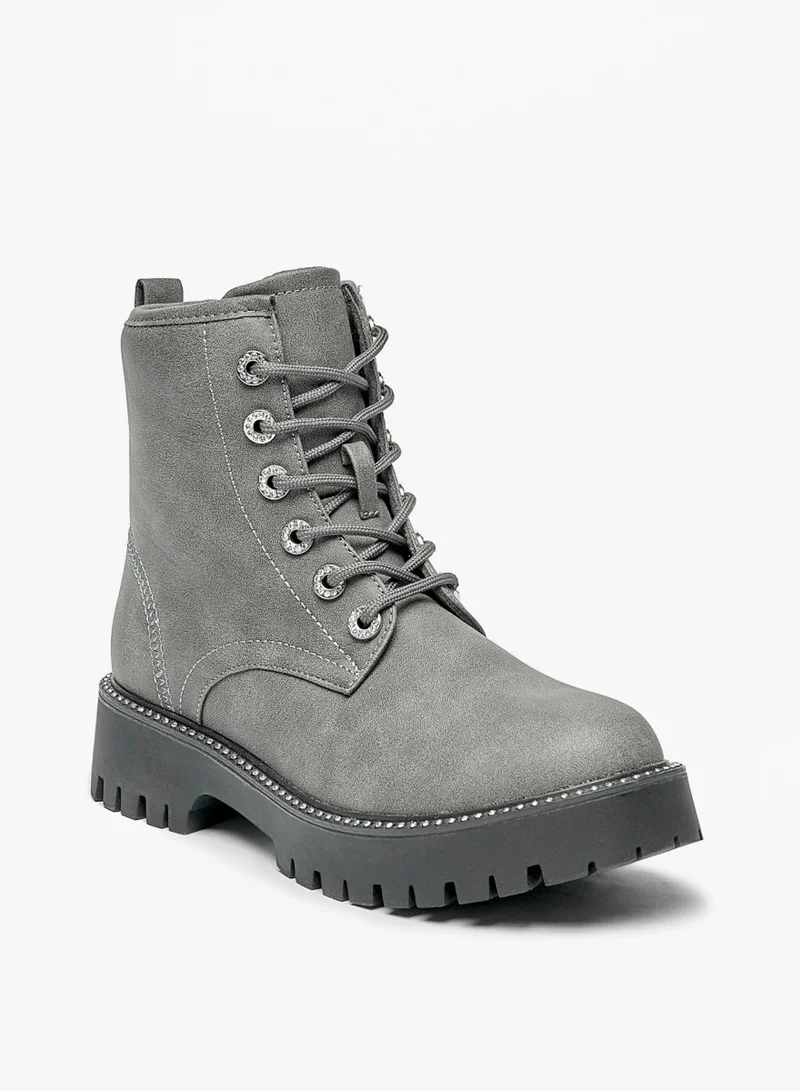 Flora Bella By Shoexpress Womens Solid Lace Up Ankle Boots By Shoexpress
