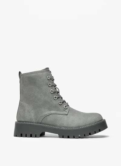 Flora Bella By Shoexpress Womens Solid Lace Up Ankle Boots By Shoexpress