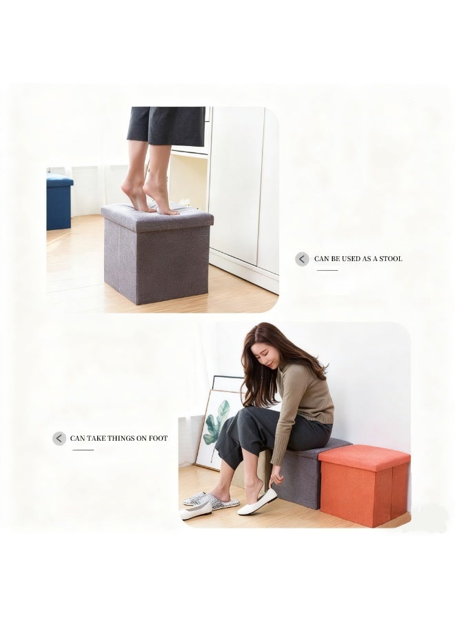 Storage Stool, for storage and seating, Storage Ottoman, lid design, Ottoman with Storage, suitable for bedrooms, living rooms, etc., Foldable Storage Footstool for Small Spaces - Image 5