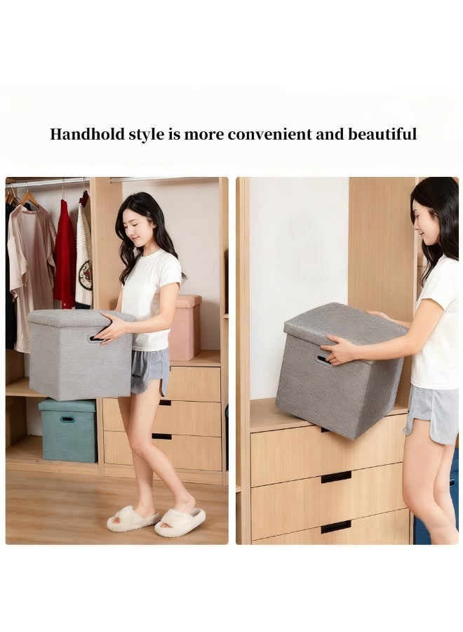 Storage Stool, for storage and seating, Storage Ottoman, lid design, Ottoman with Storage, suitable for bedrooms, living rooms, etc., Foldable Storage Footstool for Small Spaces - Image 2