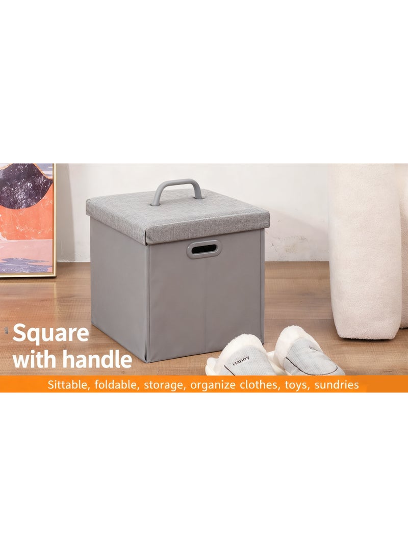 Storage Stool, for storage and seating, Storage Ottoman, lid design, Ottoman with Storage, suitable for bedrooms, living rooms, etc., Foldable Storage Footstool for Small Spaces - Image 3