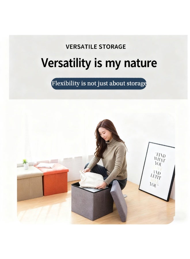 Storage Stool, for storage and seating, Storage Ottoman, lid design, Ottoman with Storage, suitable for bedrooms, living rooms, etc., Foldable Storage Footstool for Small Spaces - Image 4
