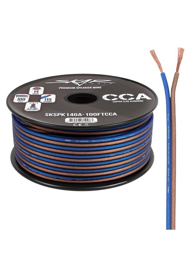 SKAR AUDIO 14 Gauge AWG Audio Speaker Wire - 100 Feet (Blue/Brown) - Image 1