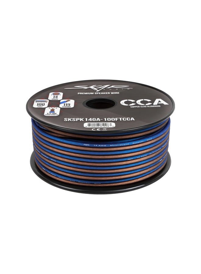 SKAR AUDIO 14 Gauge AWG Audio Speaker Wire - 100 Feet (Blue/Brown) - Image 3