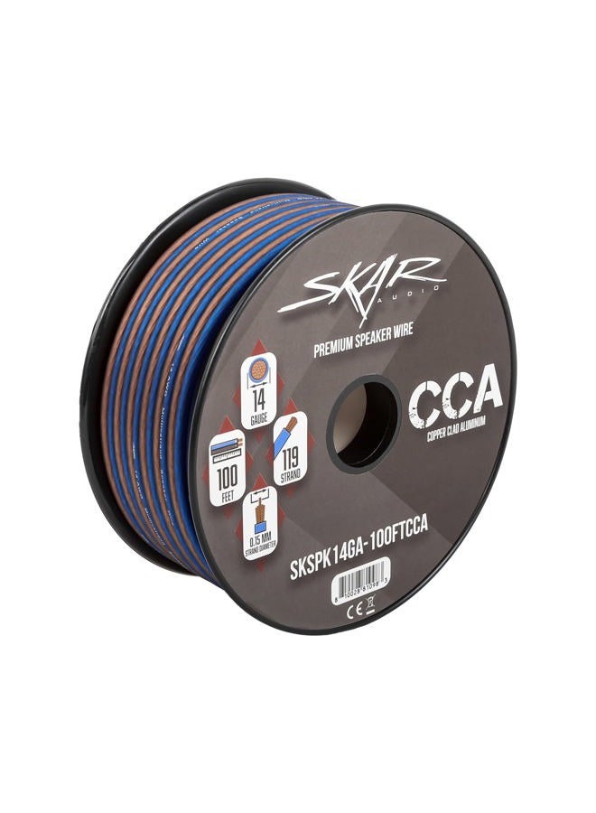 SKAR AUDIO 14 Gauge AWG Audio Speaker Wire - 100 Feet (Blue/Brown) - Image 2