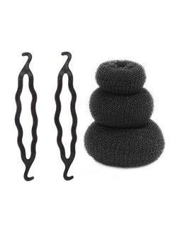 Maahal Maahal™ Pack of 3 Size Donut and 2 Styling Clip Bun Maker Hair Accessories for Women/Girls  - Image 1