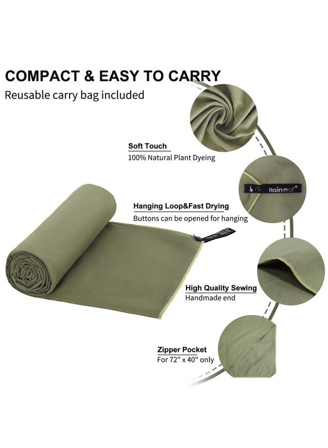 Rainleaf Microfiber Towel Perfect Travel & Sports &Camping Towel.Fast Drying - Super Absorbent - Ultra Compact,Army Green,24 X 48 Inches - Image 3