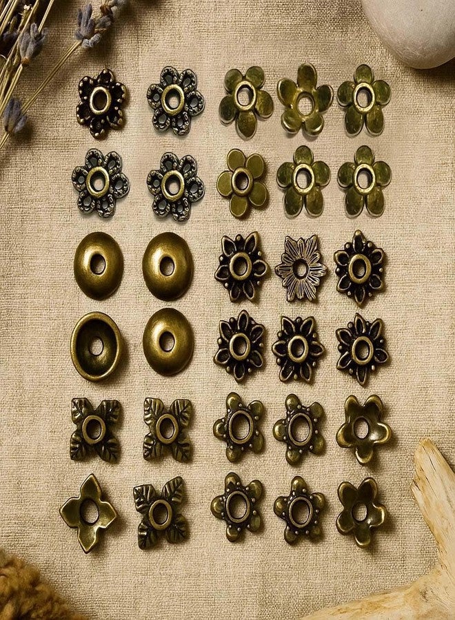 Heather's CF Antique Bronze Spacer Bead Caps 600Pcs Bali Style Mixed Tibetan Brass Beads Caps for Bracelet Necklace Earrings Antique Jewelry Making Supplies Findings Craft Beads - Image 4