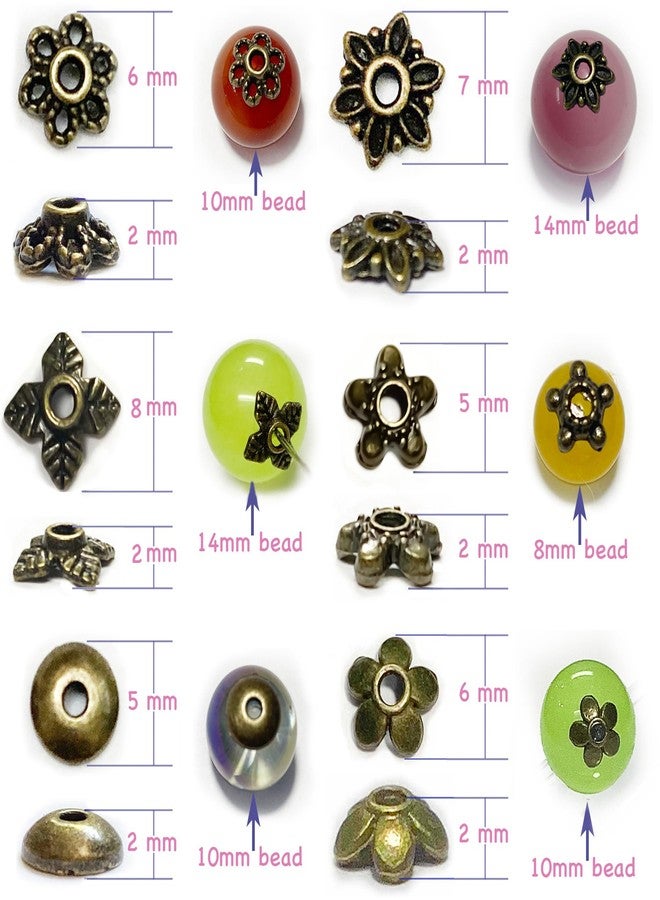 Heather's CF Antique Bronze Spacer Bead Caps 600Pcs Bali Style Mixed Tibetan Brass Beads Caps for Bracelet Necklace Earrings Antique Jewelry Making Supplies Findings Craft Beads - Image 2