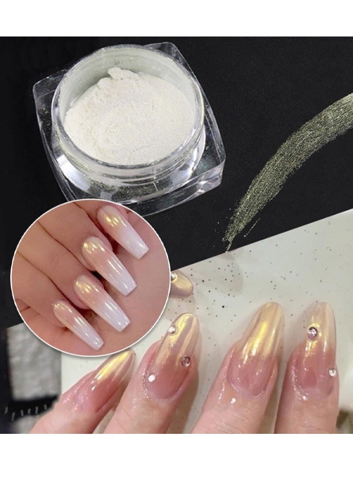 OASIS-TH 4 Colors Chrome Nail Powder Metallic Mirror Effect Pigment Chrome Iridescent Pearl Mica Powder Mirror Laser Aurora Nail Powder Aurora Powder for Nail Art For Salon DIY Nail Art Supplies - Image 3