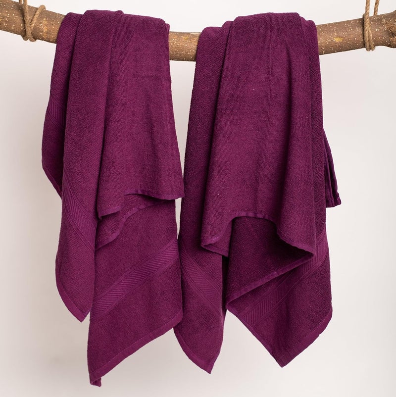 Furnofy 450 GSM Cotton Towels for Bath 70 x 140 cm Highly Absorbent and Soft Bathroom Towels Pack of 2 Magenta - Image 2